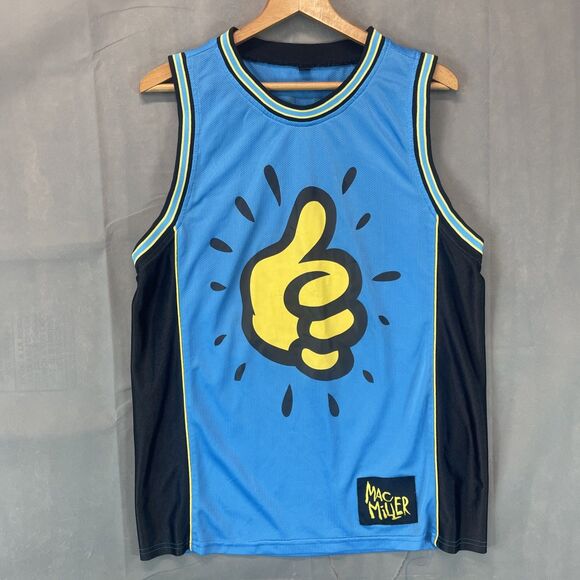 Mac Miller Basketball Jersey Mens m Blue 92 Thumbs Up Tank Top - Picture 1 of 7